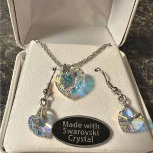 Swarovski Iridescent Heart Necklace and Earrings Set